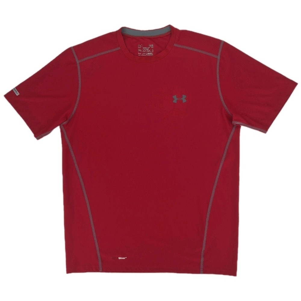 Under Armour Men's Red Fitted HeatGear Short Sleeve T-Shirt Workout Run Active M
